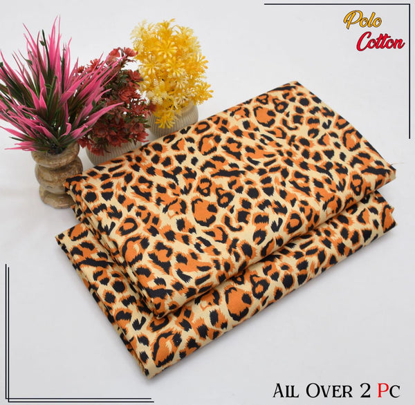 LEOPARD PRINT PATTERN LINEN SUIT - 2PC