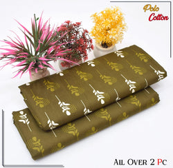 OLIVE GREEN WITH SUBTLE PATTERN LINEN SUIT - 2PC