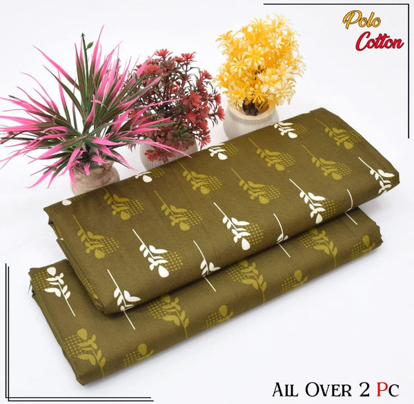 OLIVE GREEN WITH SUBTLE PATTERN LINEN SUIT - 2PC