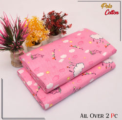 BRIGHT PINK WITH PLAYFUL PATTERN LINEN SUIT - 2PC