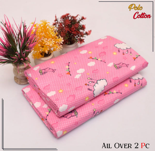 BRIGHT PINK WITH PLAYFUL PATTERN LINEN SUIT - 2PC