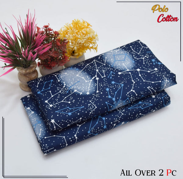 DEEP NAVY WITH SUBTLE CELESTIAL LINEN SUIT - 2PC