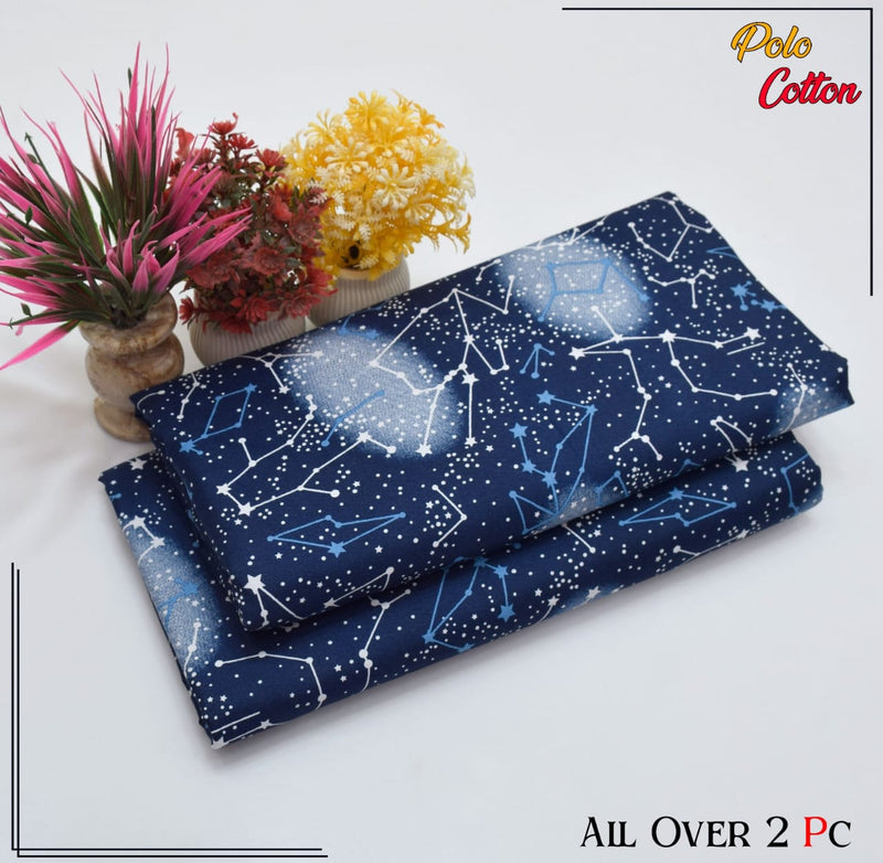 DEEP NAVY WITH SUBTLE CELESTIAL LINEN SUIT - 2PC