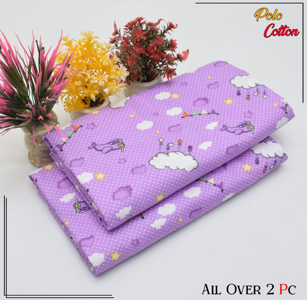 SOFT PURPLE WITH PLAYFUL PATTERN LINEN SUIT - 2PC