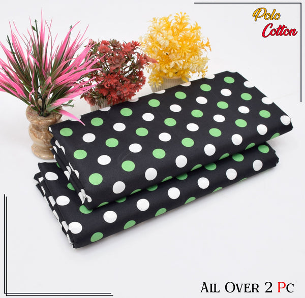DEEP BLACK WITH POLKA DOT PATTERN LINEN SUIT - 2PC