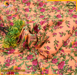 PEACH WITH SUBTLE PATTERN LINEN SUIT - 2PC