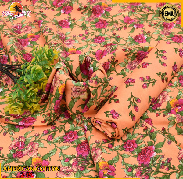 PEACH WITH SUBTLE PATTERN LINEN SUIT - 2PC