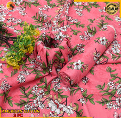 PINK WITH FLORAL PATTERN LINEN SUIT - 2PC