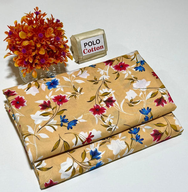WARM BEIGE WITH FLORAL PATTERN LINEN SUIT - 2PC