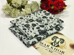 LIGHT GRAY WITH FLORAL PATTERN LINEN SUIT - 2PC