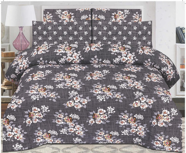 CHARCOAL GRAY COLOR PURE COTTON BEDSHEET - 3PC