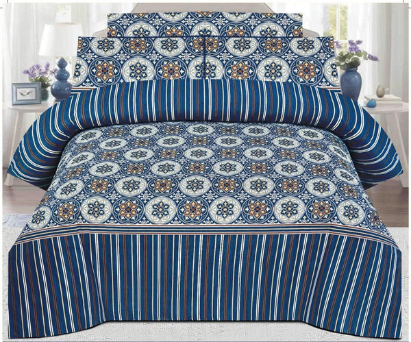 BLUE COLOR PURE COTTON BEDSHEET - 3PC