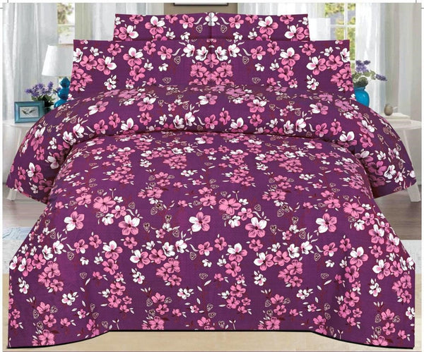 DEEP PURPLE COLOR PURE COTTON BEDSHEET - 3PC