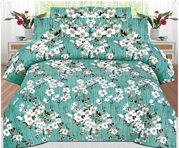 TEAL GREEN COLOR PURE COTTON BEDSHEET - 3PC
