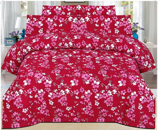 VIBRANT MAGENTA COLOR PURE COTTON BEDSHEET - 3PC