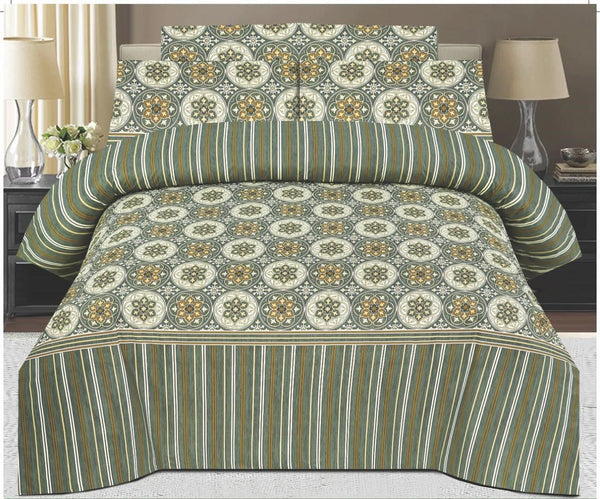 OLIVE GREEN COLOR PURE COTTON BEDSHEET - 3PC