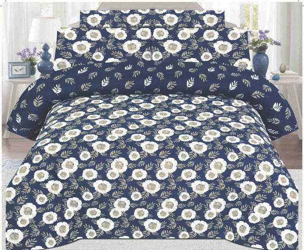 BLUE COLOR PURE COTTON BEDSHEET - 3PC
