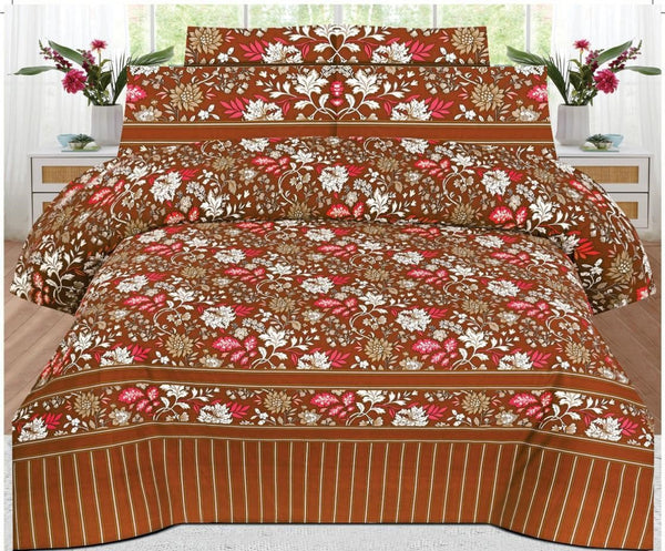 BROWN COLOR PURE COTTON BEDSHEET - 3PC