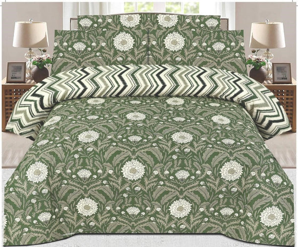 GREEN COLOR PURE COTTON BEDSHEET - 3PC