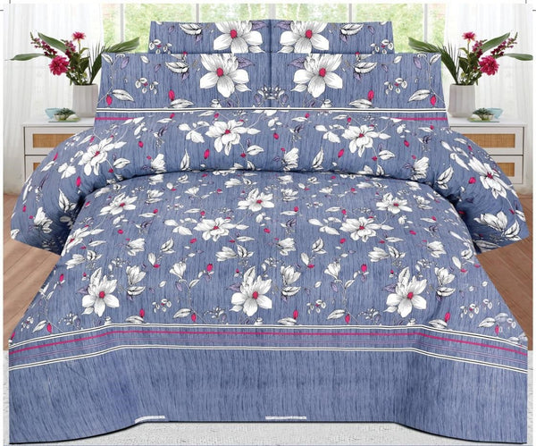 NAVY BLUE COLOR PURE COTTON BEDSHEET - 3PC